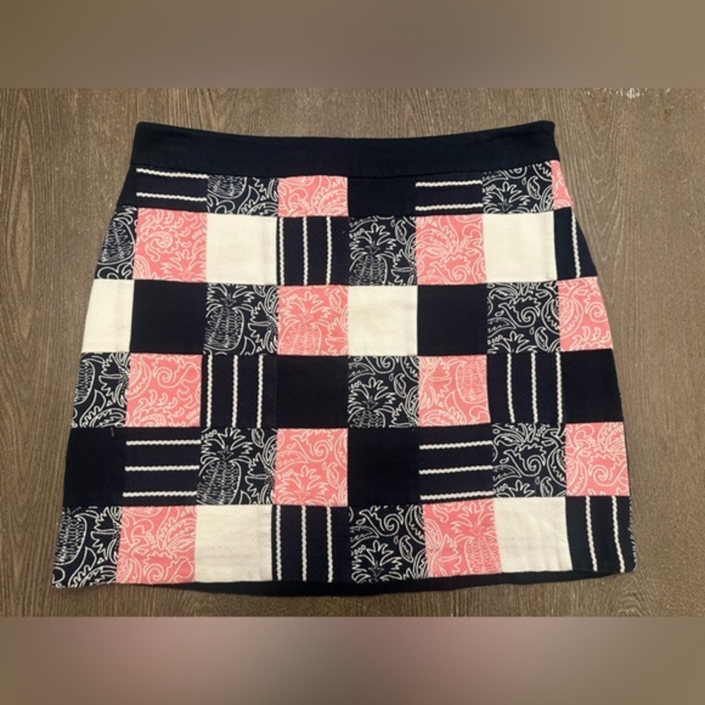 Vineyard Vines Navy And Pink Patchwork Mini Skirt… - image 1